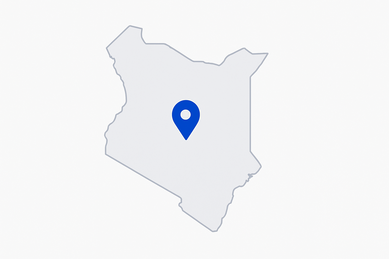 Stylized pin over a map of Kenya